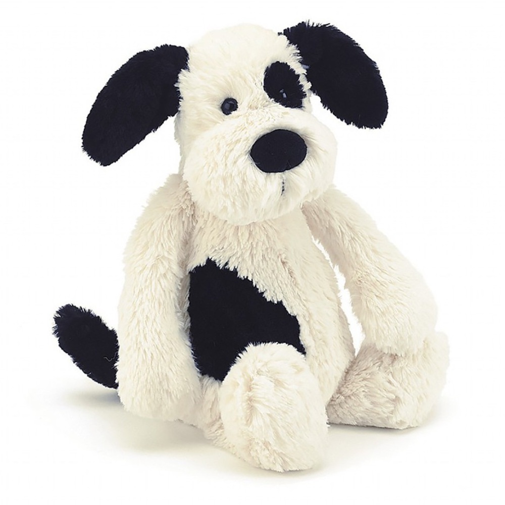 Jellycat Bashful Puppy Dog Plush Cream Black Spots Stuffed Animal Medium